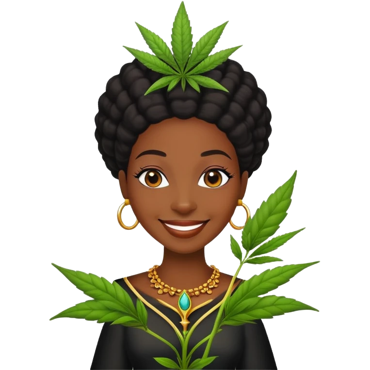 Black queen smiling weed plant emoji