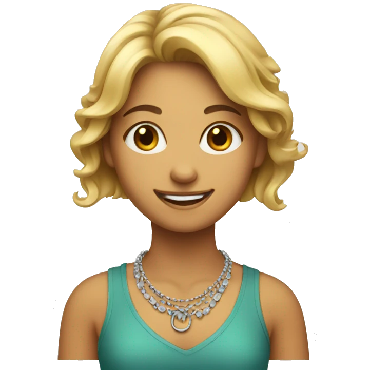 smiling girl with necklace emoji