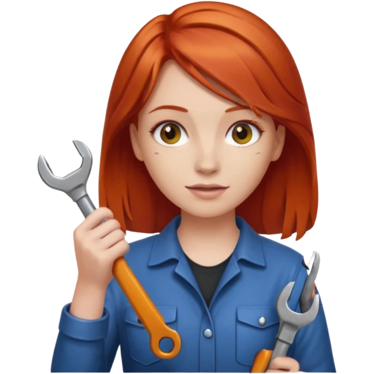 car mechanic, red haired woman emoji