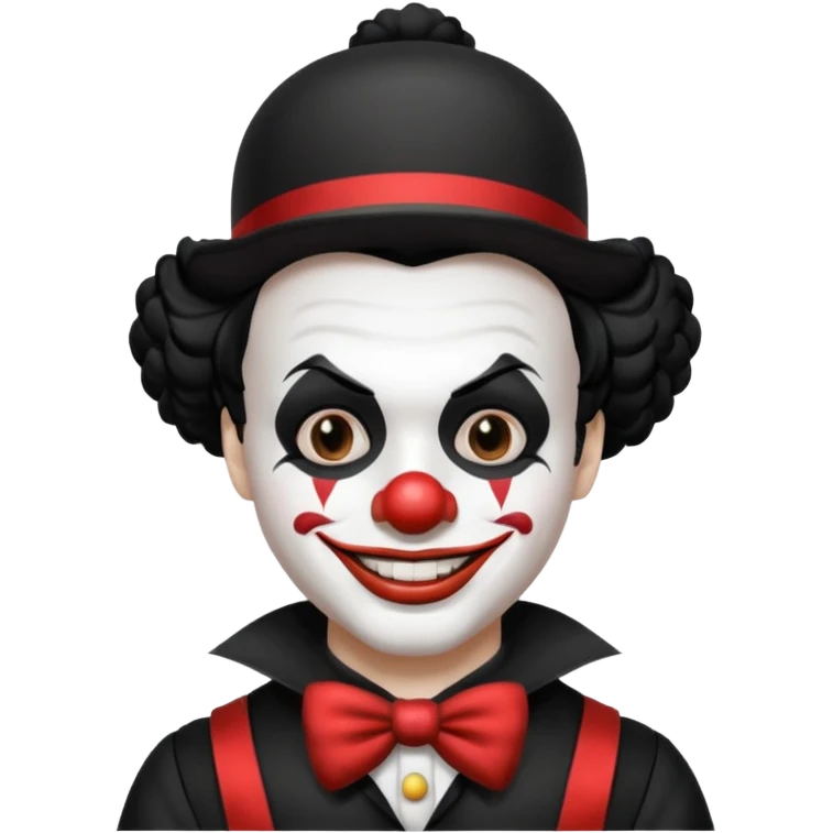 man with black hair black and white clown makeup black clothes emoji