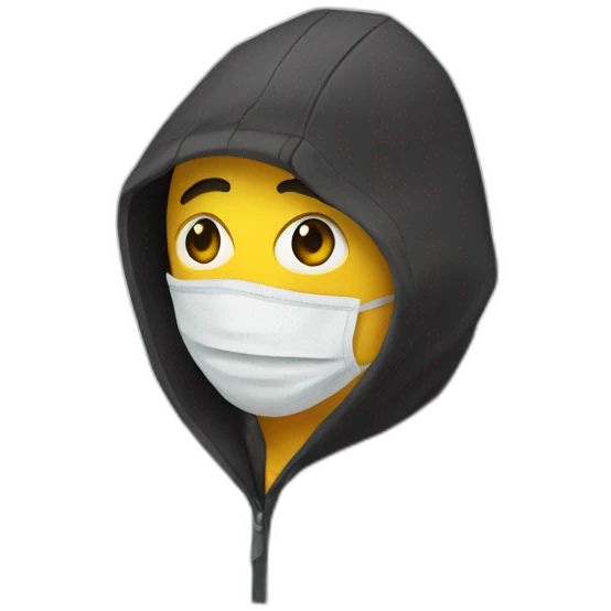 Hacker wearing mask computer emoji