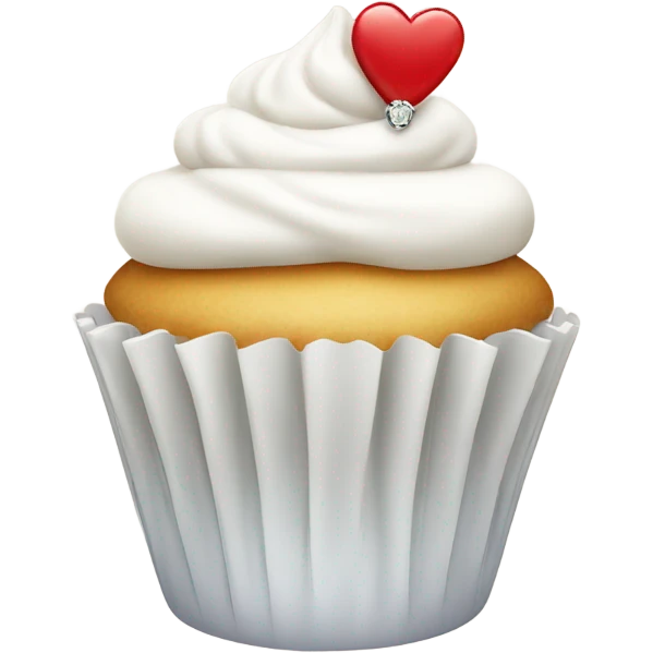 White cupcake with engagement ring on top emoji