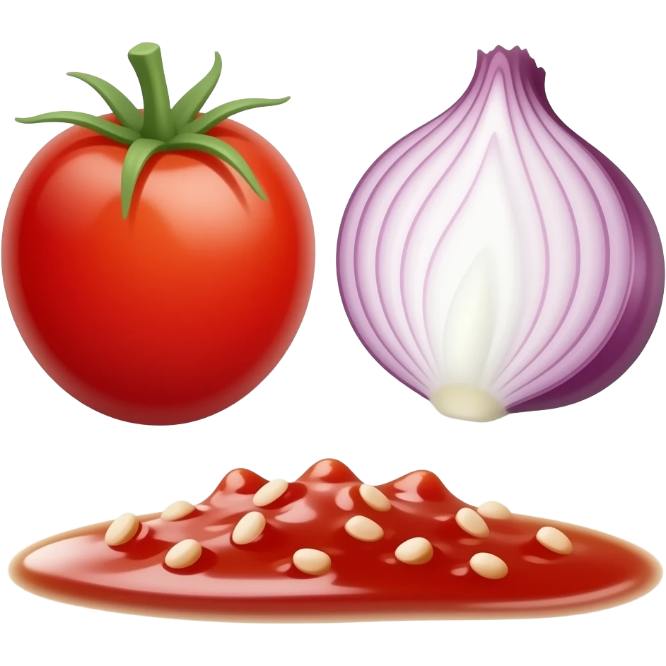 generates the emoji of chili paste, onion and tomato. emoji