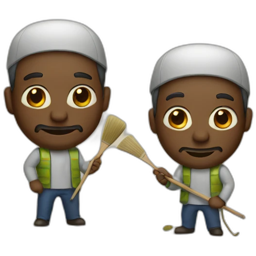 two men painting emoji