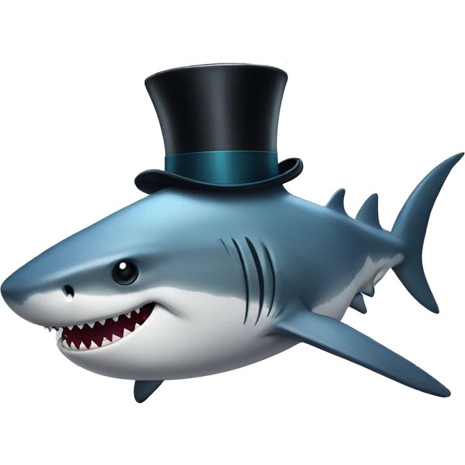 Shark with a top hat emoji