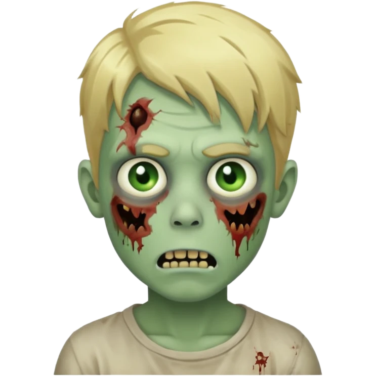 boy zombie with blonde hair and pale green skin emoji