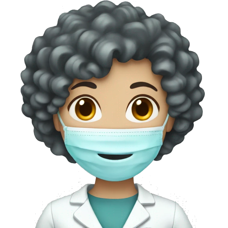Dentist white woman curly dark hair  emoji