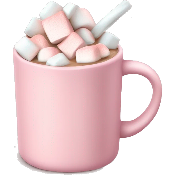 Light Pink mug of hot chocolate with marshmallows  emoji