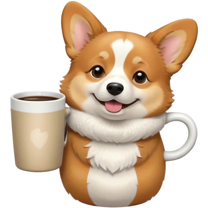 corgi with coffee emoji