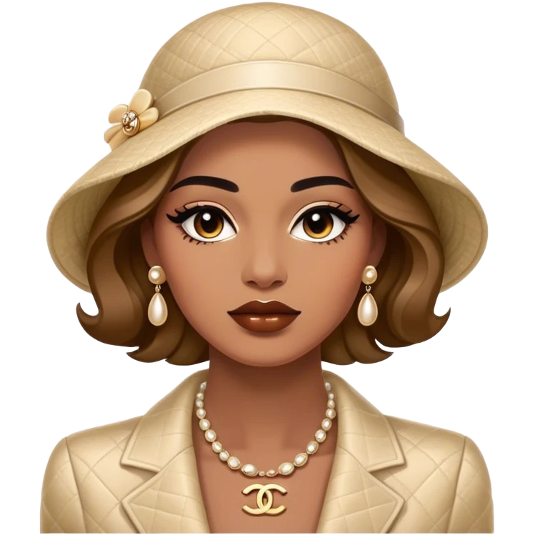 Cinematic Realistic Chanel Pop Culture Emoji, depicted with timeless elegance and iconic style rendered with luxurious textures and dynamic, sophisticated lighting. emoji