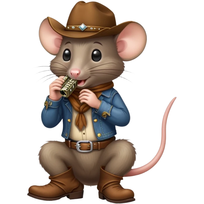 Rat in cowboy boots playing harmonica  emoji