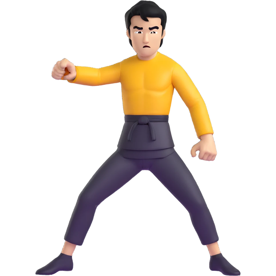 Bruce Lee performing his famous one-inch punch martial arts move emoji