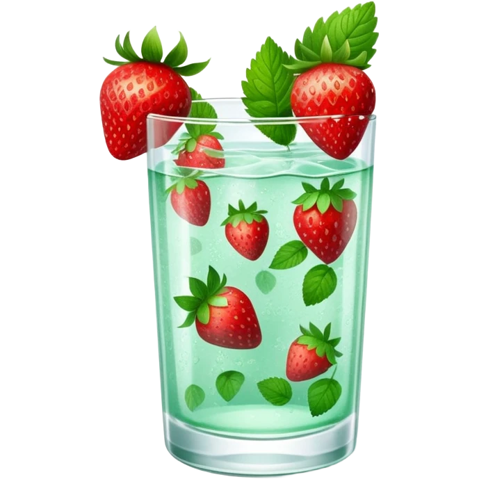refreshing strawberry mint water in a clear glass emoji