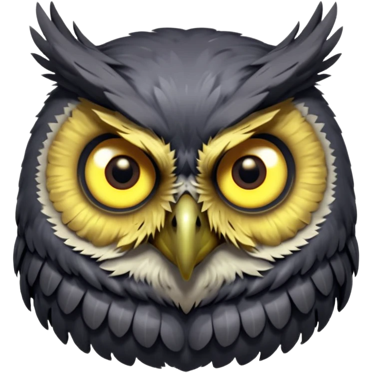 zombie owl portrait, head and shoulders only, ragged feathers, glowing eerie eyes, haunted night creature vibe, 3D cartoon, mobile game icon style, clean background, no text, no watermark
 emoji
