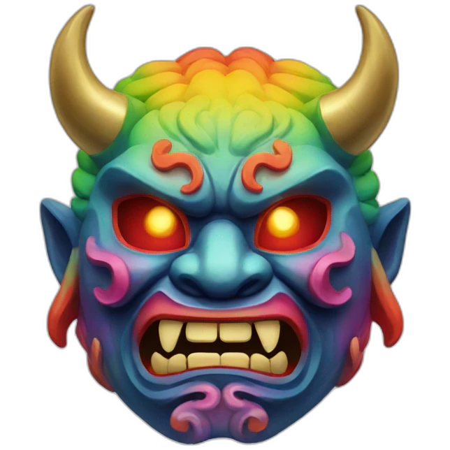 rainbow japanese oni mask emoji