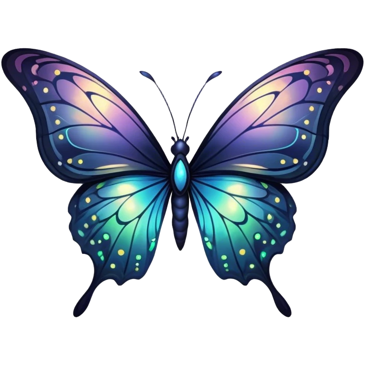 Dark, glowing, bio-luminescent butterfly emoji