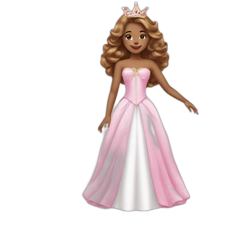 pink white princess with crown and princess dress showing pink nails emoji