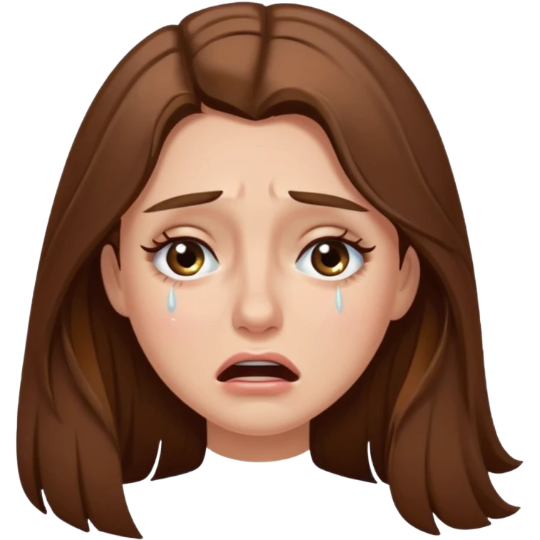 woman with long brown hair crying emoji