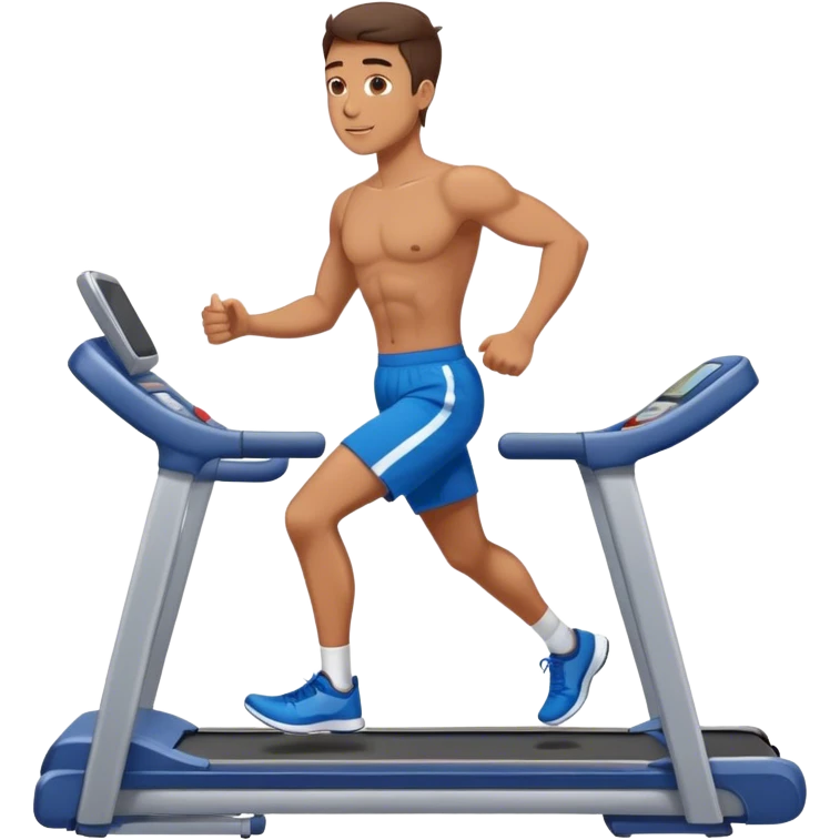fit guy in blue shorts Treadmill emoji