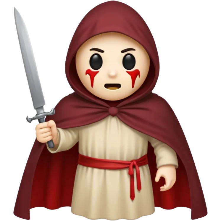 make a ghost face emoji with a cloak on and a bloody knife from the movie scream emoji