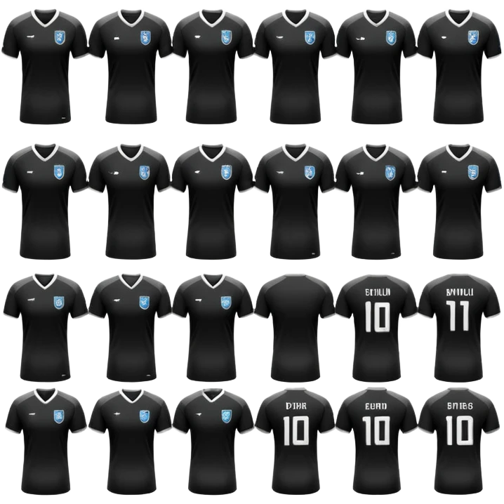 collection maillot de foot noir différents modèles emoji