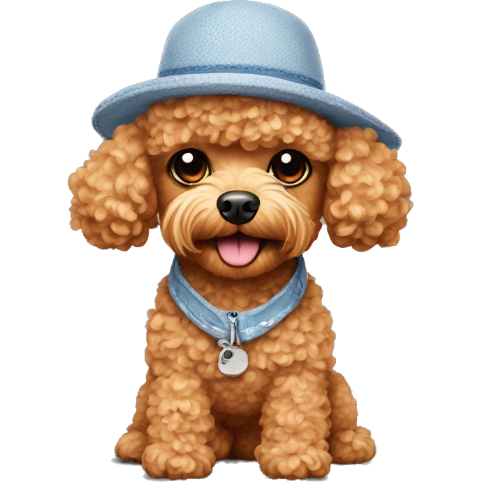 apricot toy poodle wearing a stitch hat  emoji