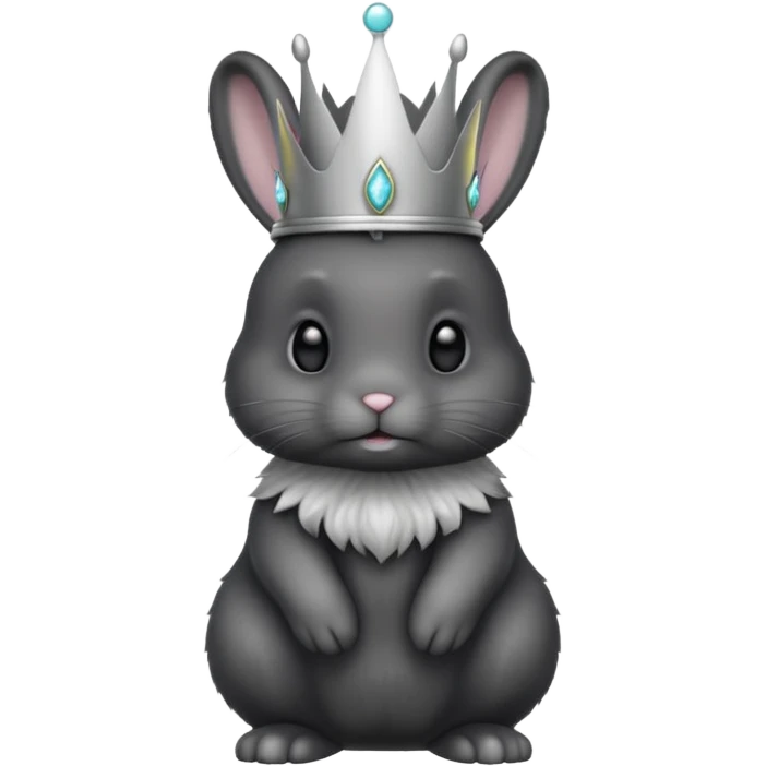 black bunny with silver crown emoji