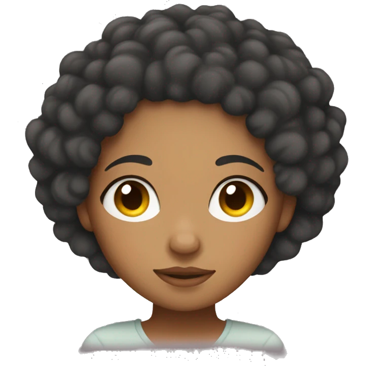 mixed girl with curly hair sleeping emoji