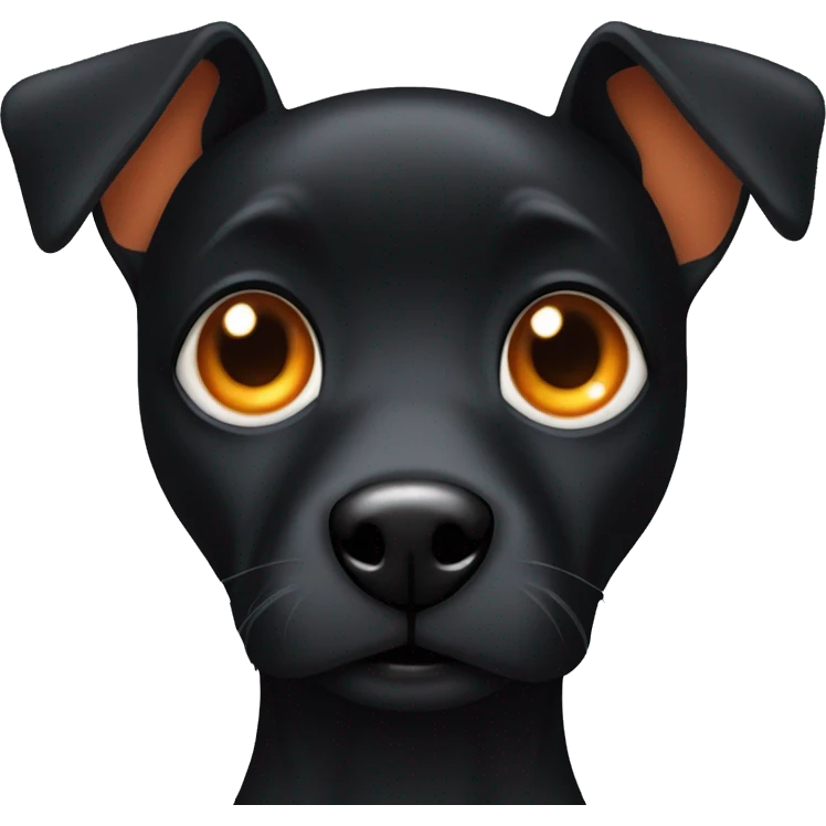black dog with big up ears and orange eyes emoji