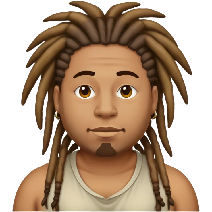 medium skin tone guy with dreads and fat emoji