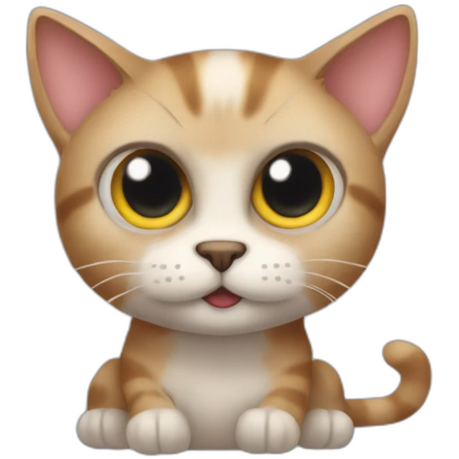 Three-legged one-eared big-eyed furry cat emoji