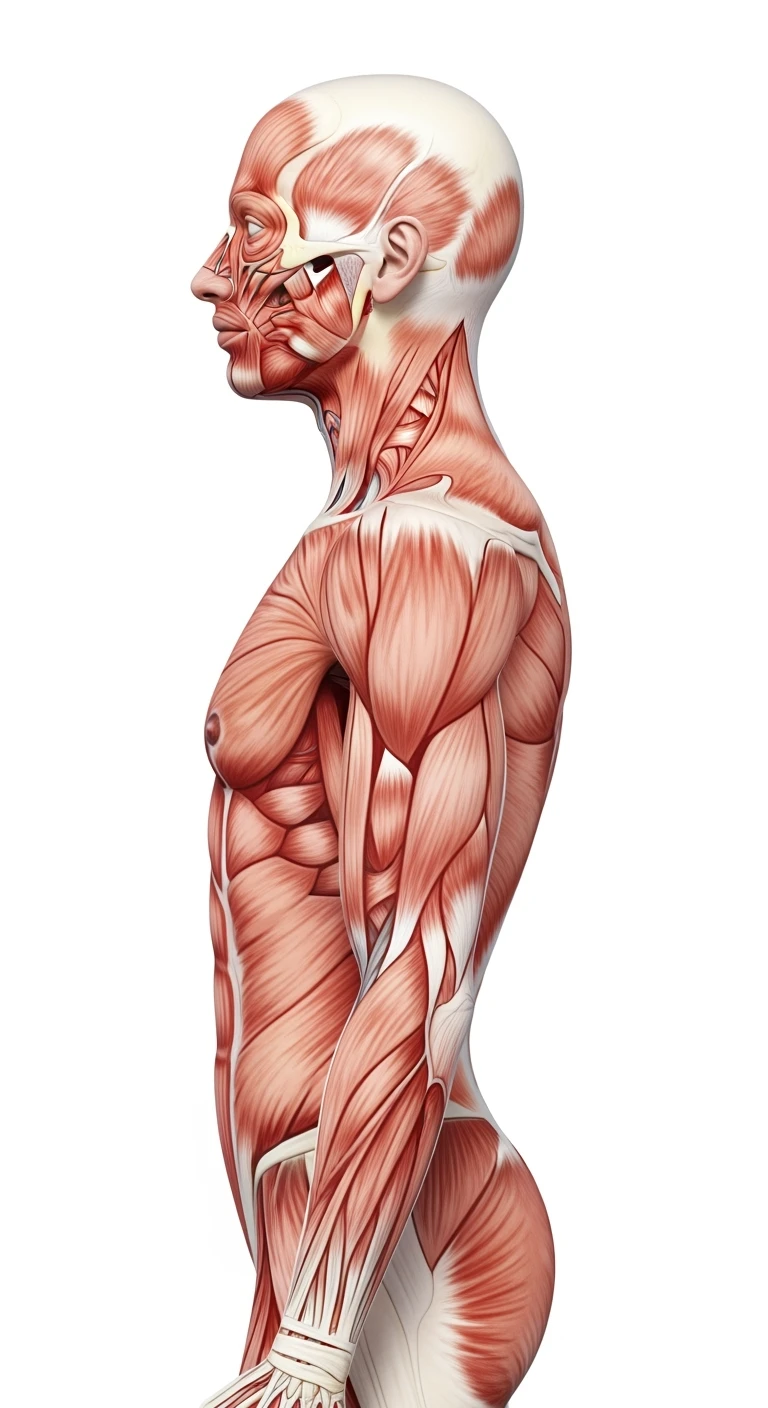 corpo umano anatomico di profilo realistico con schiena piatta, sfondo bianco, iperrealistico 4k emoji