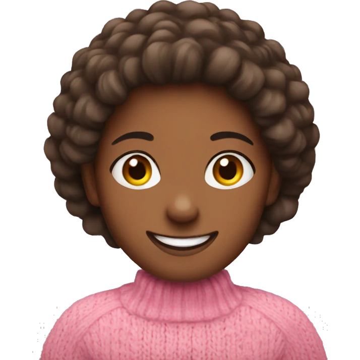 a girl smiling in a pink winter sweater emoji