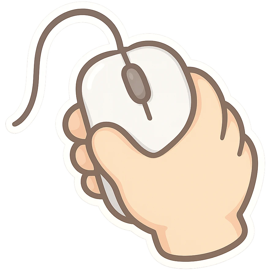 cute cartoon chibi style hand holding computer mouse emoji