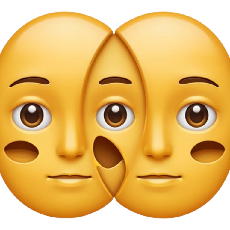 Minimal emoji of a face split into two halves, one side puffy and shiny, the other side slim and matte, clear before-and-after effect, simple wellness icon style, no beauty or medical elements
 emoji