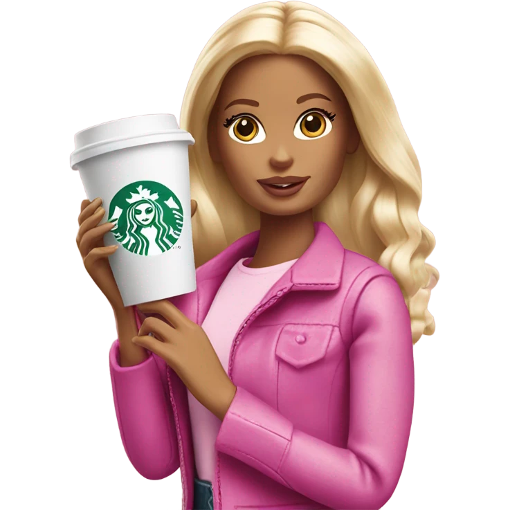 Barbie drinking starbucks emoji