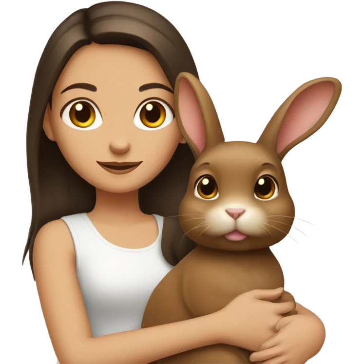 Brunette girl and brown light rabbit  emoji