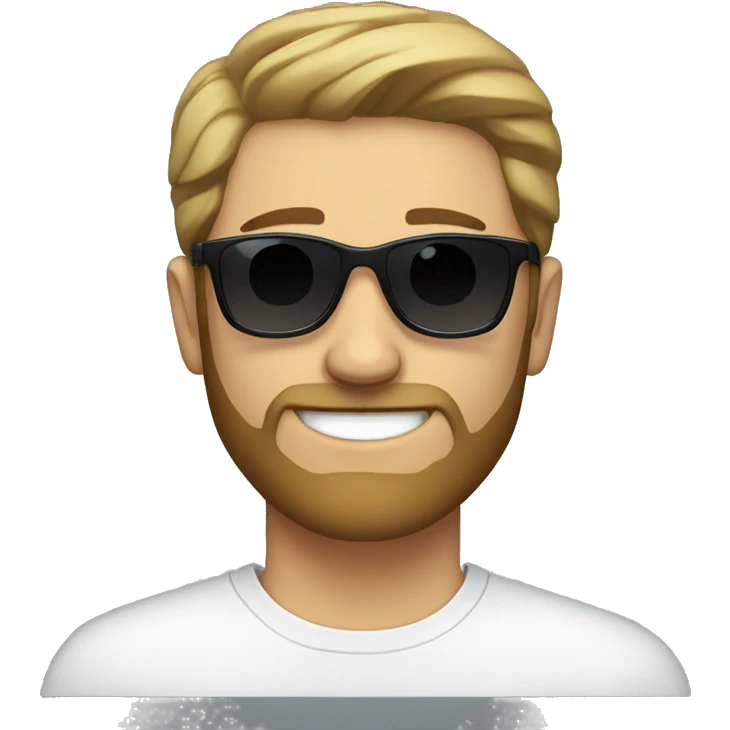 white young man with beard, wearing sunglasses emoji