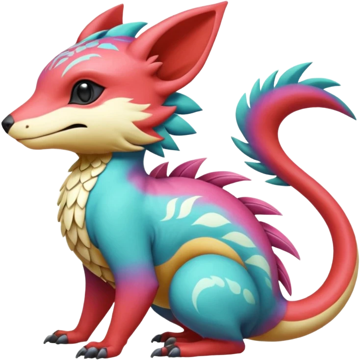  exotic gradients-colored tropical ornate Asian painted cyber-Sleuth-Loyd-Garmaddon-Litten-Linoone-Noibat-Fakémon-Pokémon-Vernid-creature emoji