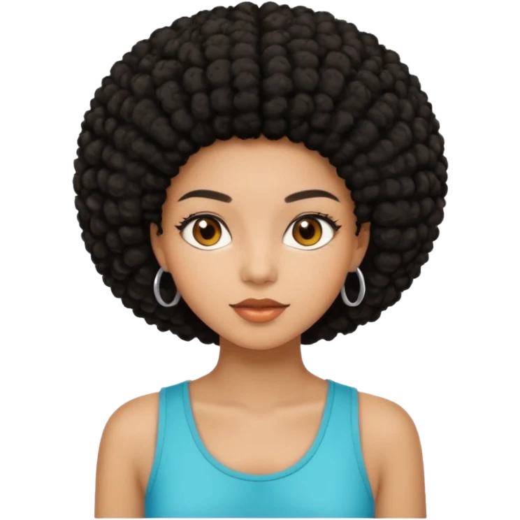 Mixed race emoji girl with brown eyes and black afro hair wearing summer clothes  emoji