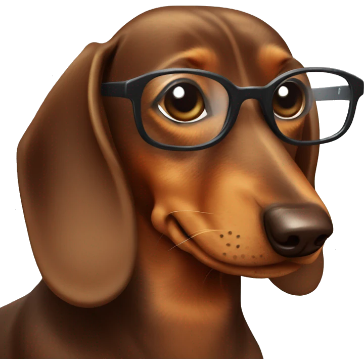 Brown Dachshund with glasses emoji