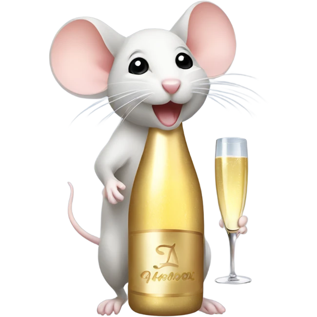 Mouse with champagne emoji