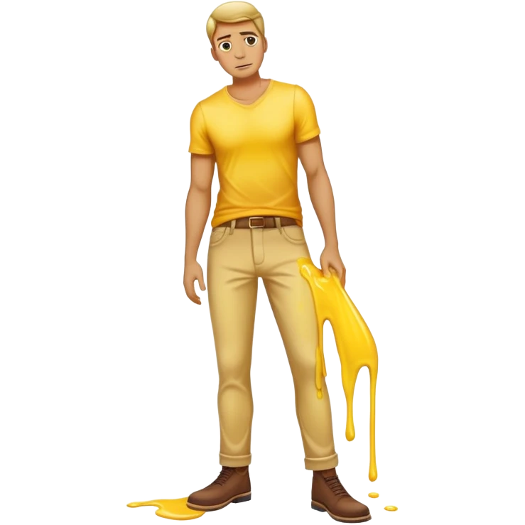 man with yellow liquid spilt all over his pants emoji