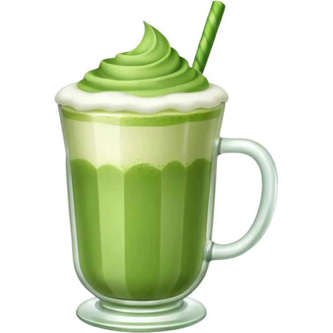Ein  matcha Latte einer Schleife oben drauf in einem glass emoji