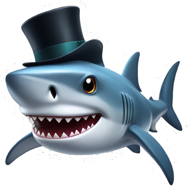 Shark with a top hat emoji