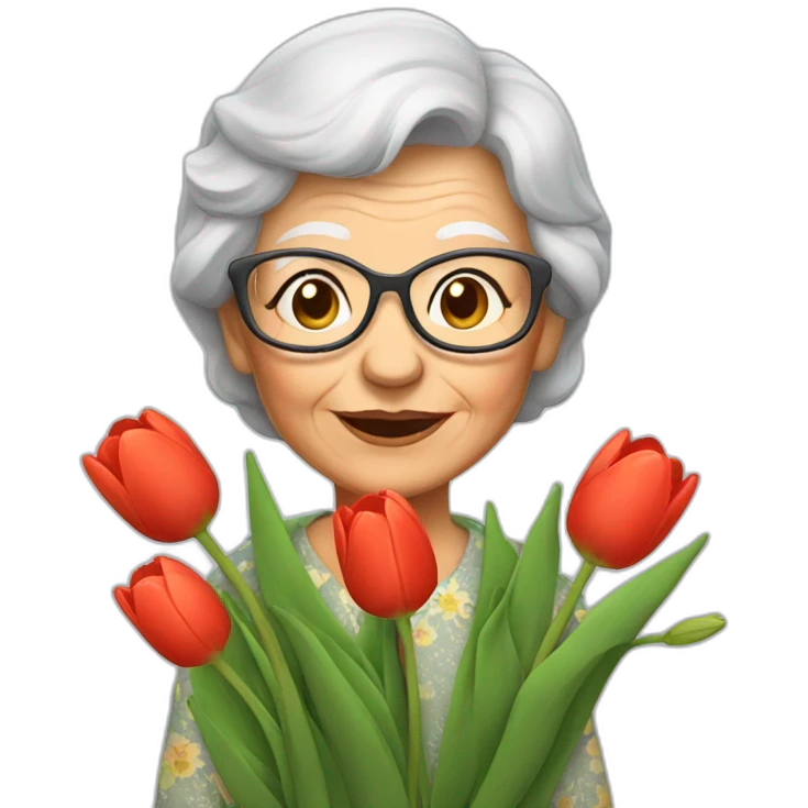 Granny with tulips emoji