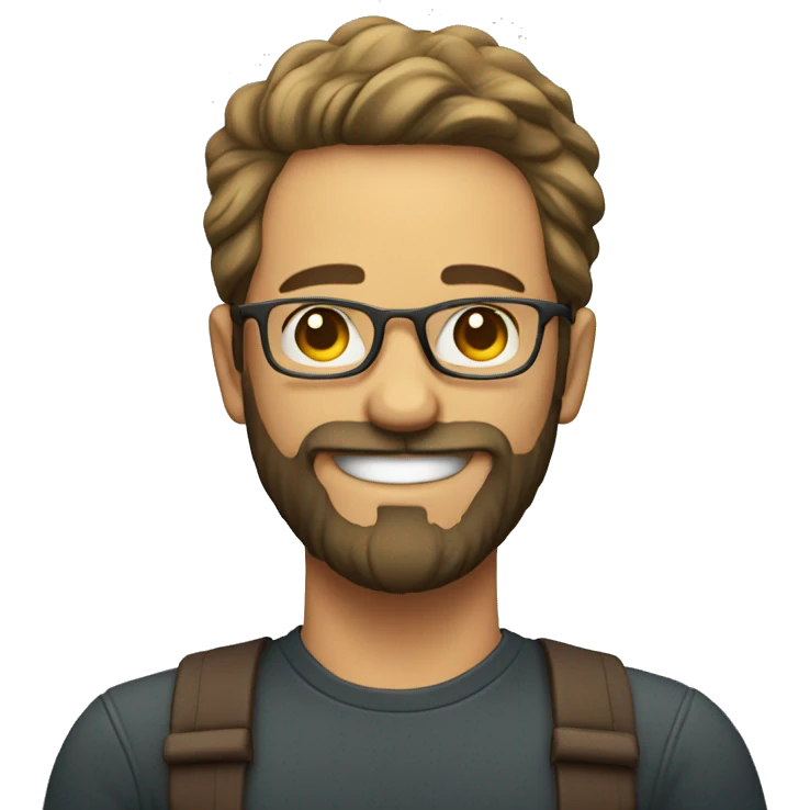 smiling man with beard and glass in 30s   emoji