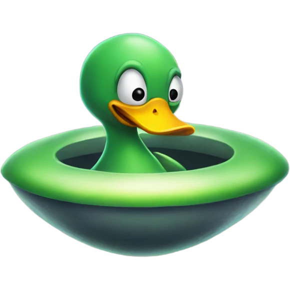 Alien abducting duck emoji