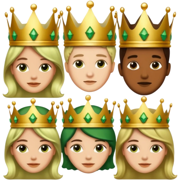 Several people with a crown that unites them with golden and green colours emoji