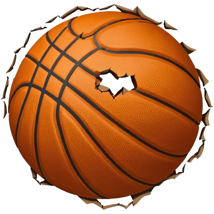 destroyed basketball, torn and deflated, with visible damage emoji